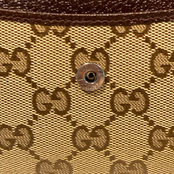 PRE-LOVED IN BOX GUCCI TAN/BROWN GG LOGO CANVAS W/LEATHER LONG BI-FOLD WALLET - Picture 15 of 16